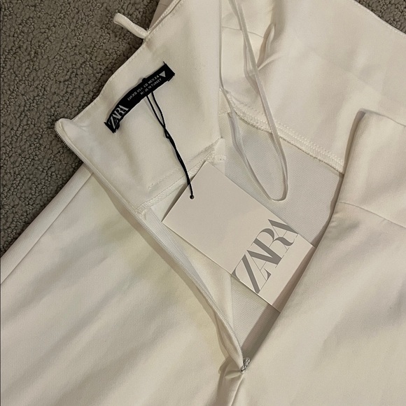 🩷 Zara NWT XS Cream Strappy Mini Dress Cutout Cotton/Polyester/Elastane blend - Picture 7 of 9